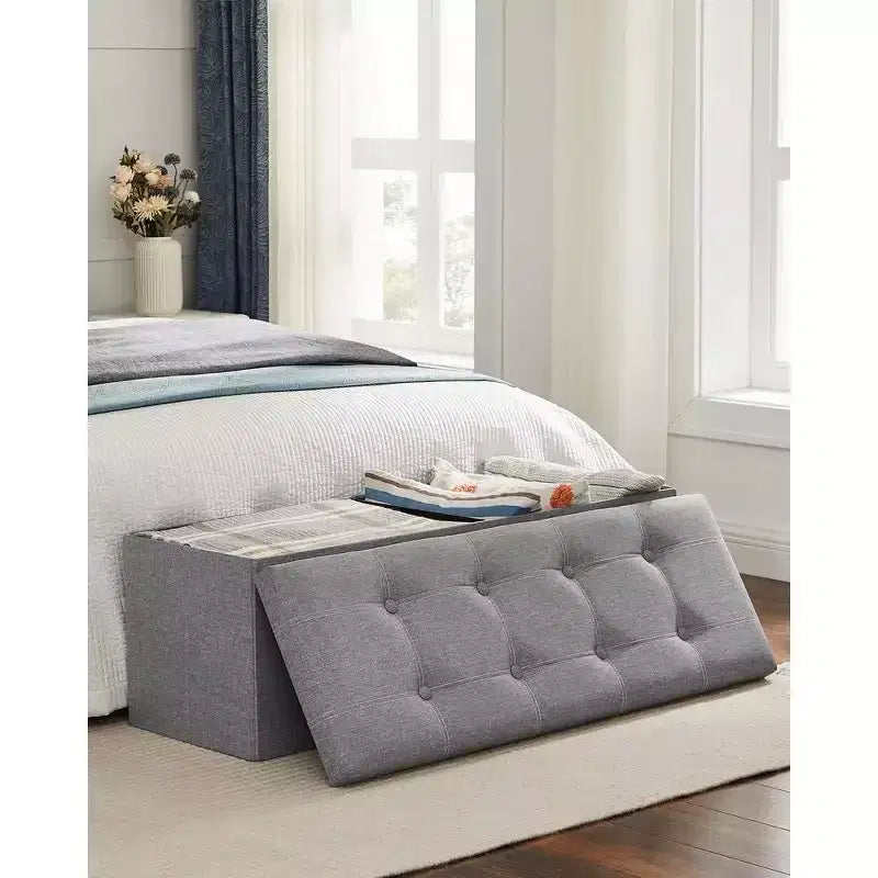 Banc Coffre de Rangement Pouf de Rangement Repose-Pieds Supporte jusqu'à 300 kg pour Chambre à Coucher Salon