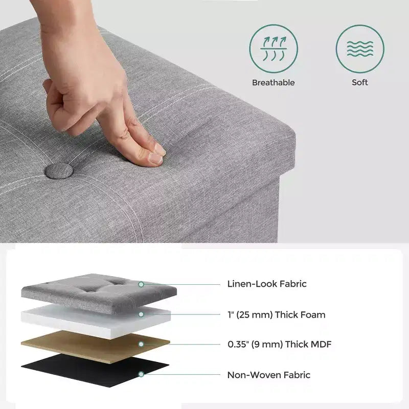Banc Coffre de Rangement Pouf de Rangement Repose-Pieds Supporte jusqu'à 300 kg pour Chambre à Coucher Salon