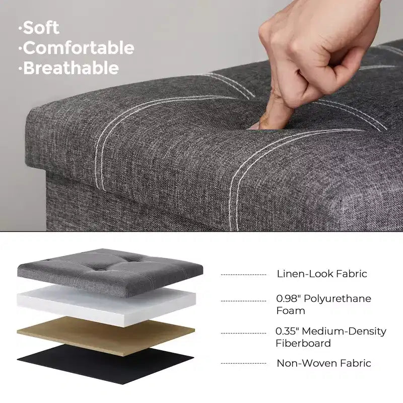 Banc Coffre de Rangement Pouf de Rangement Repose-Pieds Supporte jusqu'à 300 kg pour Chambre à Coucher Salon