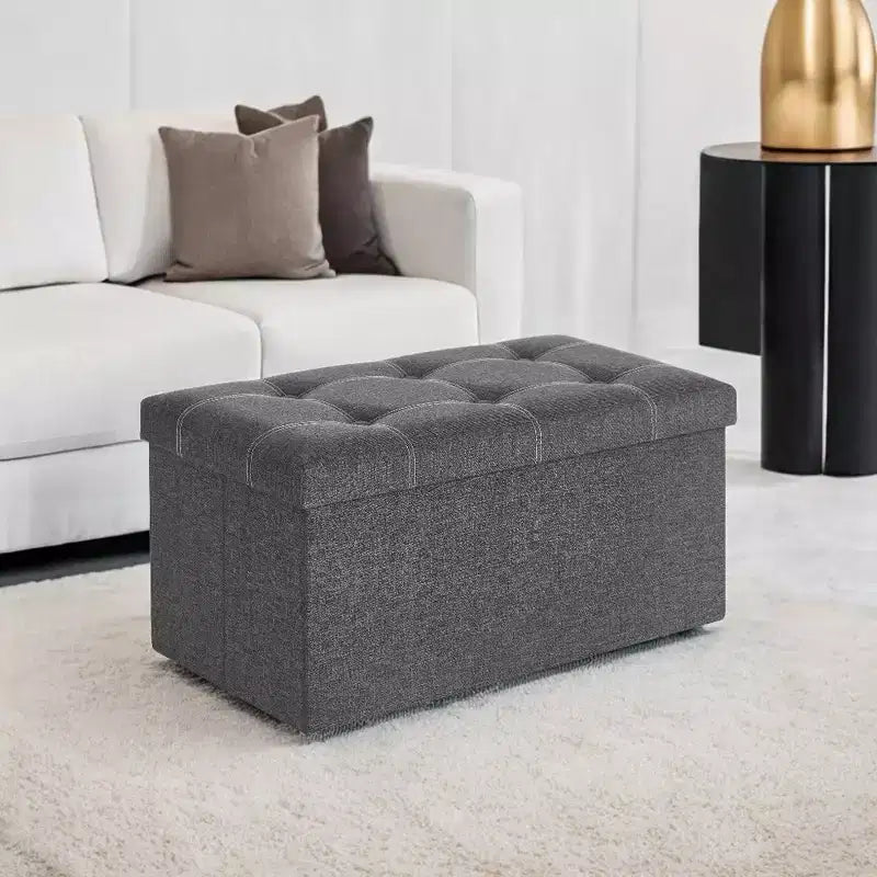 SONGMICS Storage Ottoman Bench Ottoman with Storage Footstool Hold up to 660 lb for Bedroom Living Room