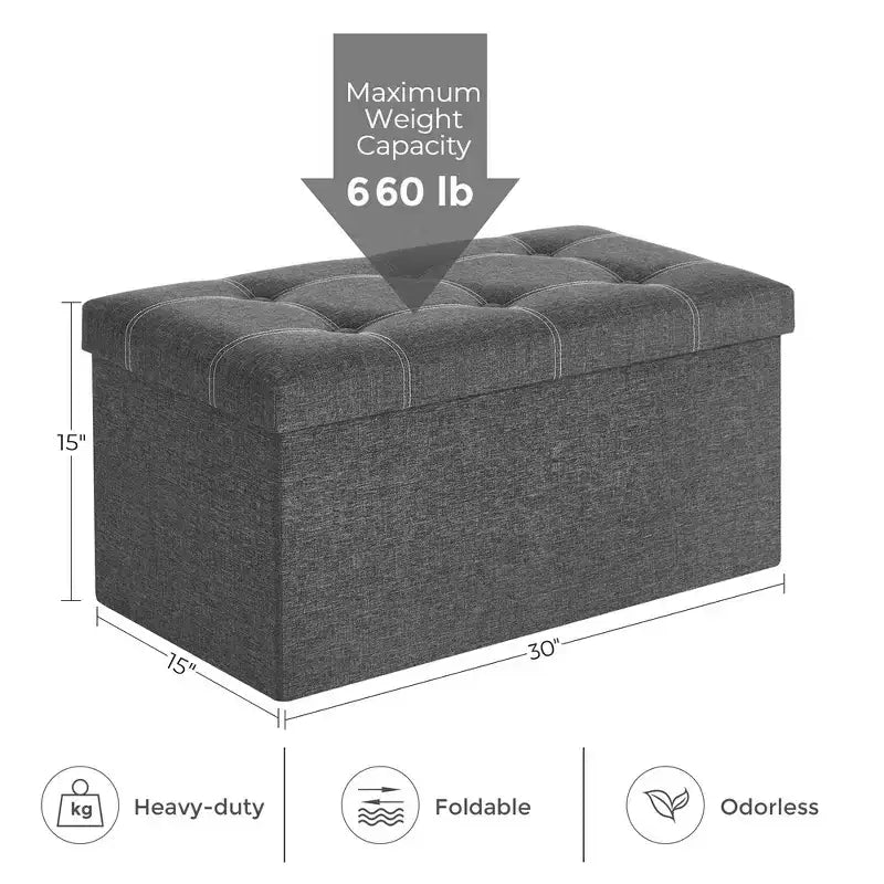 Banc Coffre de Rangement Pouf de Rangement Repose-Pieds Supporte jusqu'à 300 kg pour Chambre à Coucher Salon