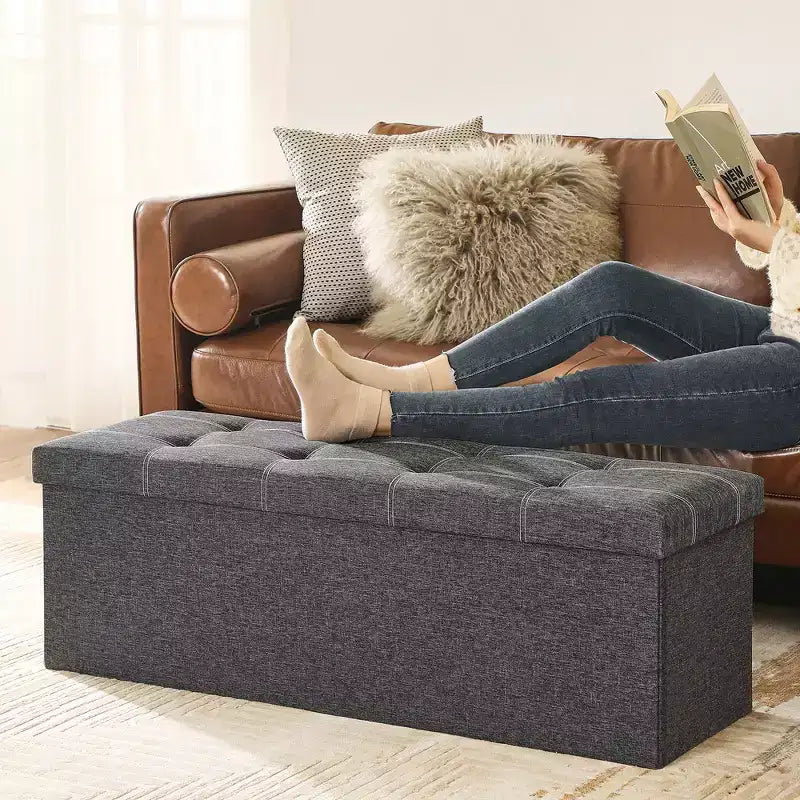 Banc Coffre de Rangement Pouf de Rangement Repose-Pieds Supporte jusqu'à 300 kg pour Chambre à Coucher Salon