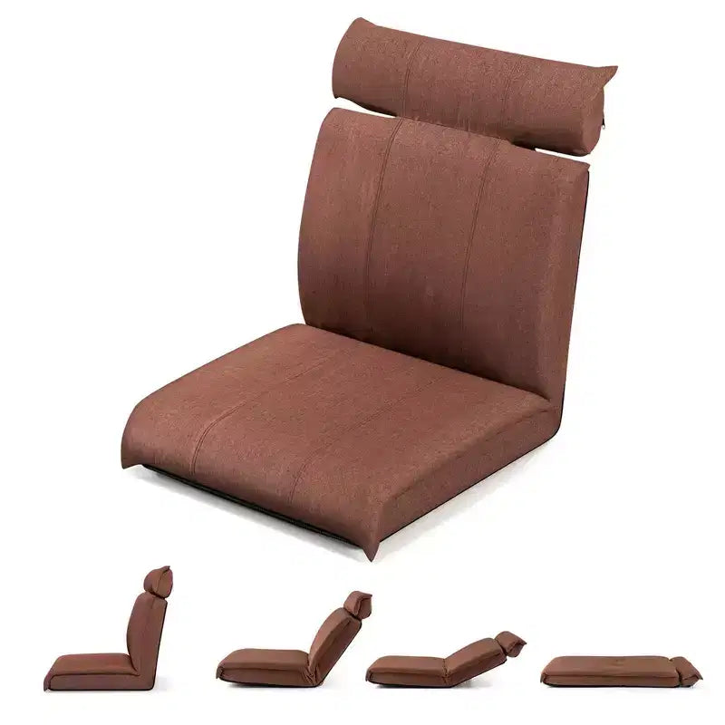 Chaise de sol pliable avec dossier réglable sur 14 positions et appuie-tête réglable