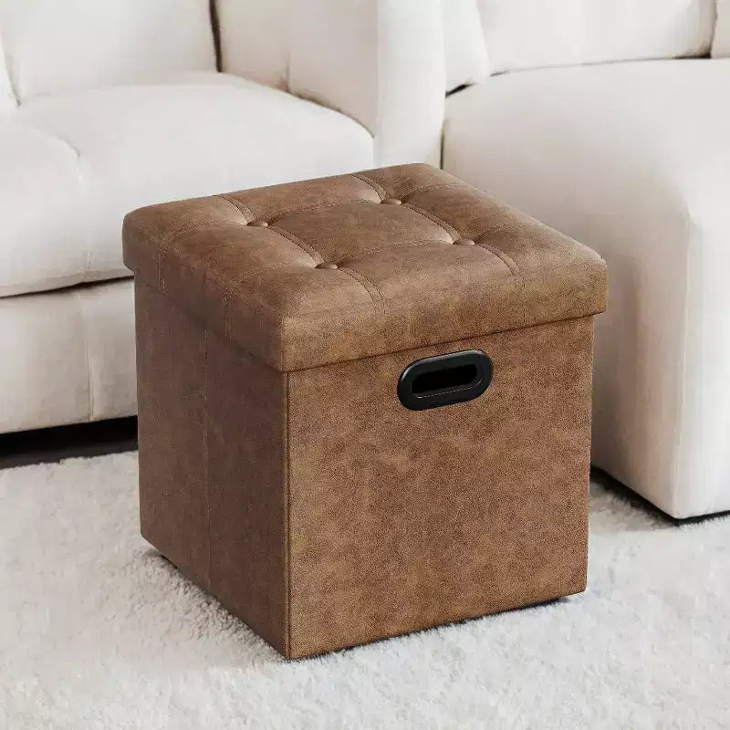 15 poufs ottomans avec rangement, repose-pieds pliant, banc ottoman de rangement, banc de chambre à coucher avec rangement en forme de cube, capacité de charge de 300 kg