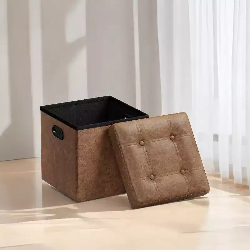 15 poufs ottomans avec rangement, repose-pieds pliant, banc ottoman de rangement, banc de chambre à coucher avec rangement en forme de cube, capacité de charge de 300 kg