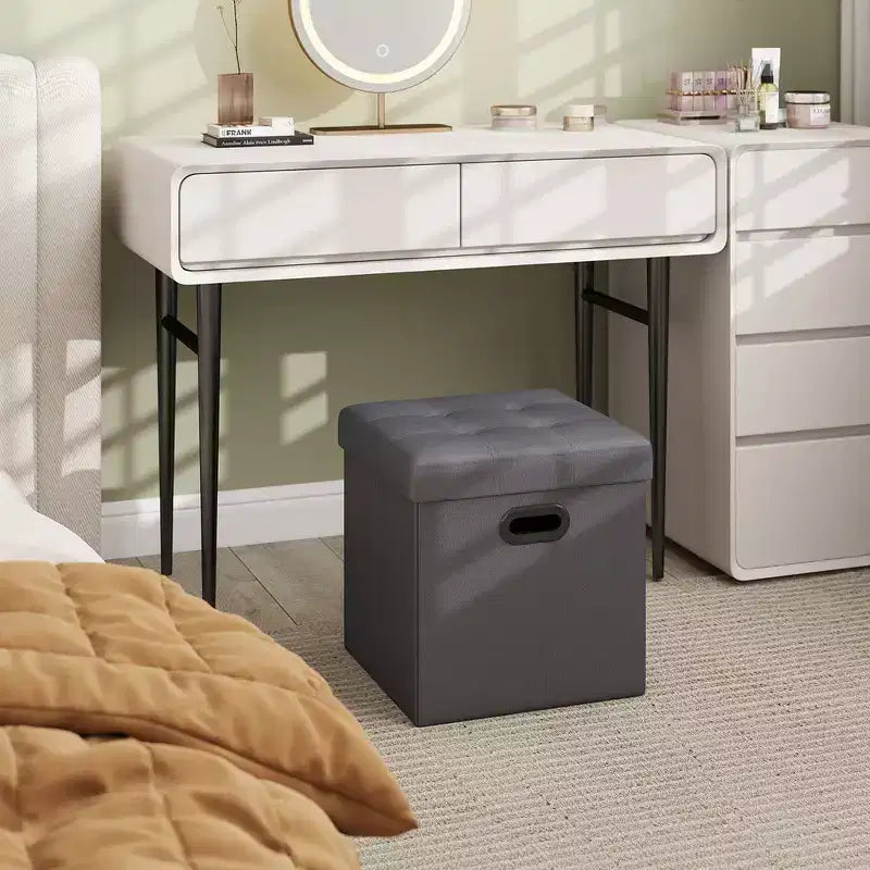 15 poufs ottomans avec rangement, repose-pieds pliant, banc ottoman de rangement, banc de chambre à coucher avec rangement en forme de cube, capacité de charge de 300 kg