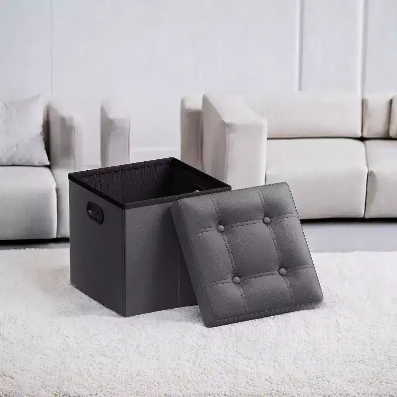 15 poufs ottomans avec rangement, repose-pieds pliant, banc ottoman de rangement, banc de chambre à coucher avec rangement en forme de cube, capacité de charge de 300 kg