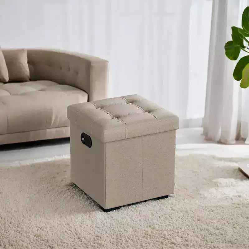 15 poufs ottomans avec rangement, repose-pieds pliant, banc ottoman de rangement, banc de chambre à coucher avec rangement en forme de cube, capacité de charge de 300 kg