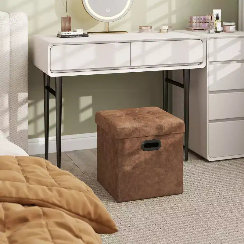 15 poufs ottomans avec rangement, repose-pieds pliant, banc ottoman de rangement, banc de chambre à coucher avec rangement en forme de cube, capacité de charge de 300 kg