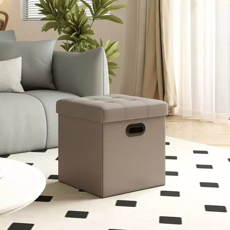 15 Ottoman with Storage, Folding Footstool, Storage Ottoman Bench, Cube Storage Chest Bedroom Bench with Storage 660 lb Load Capacity