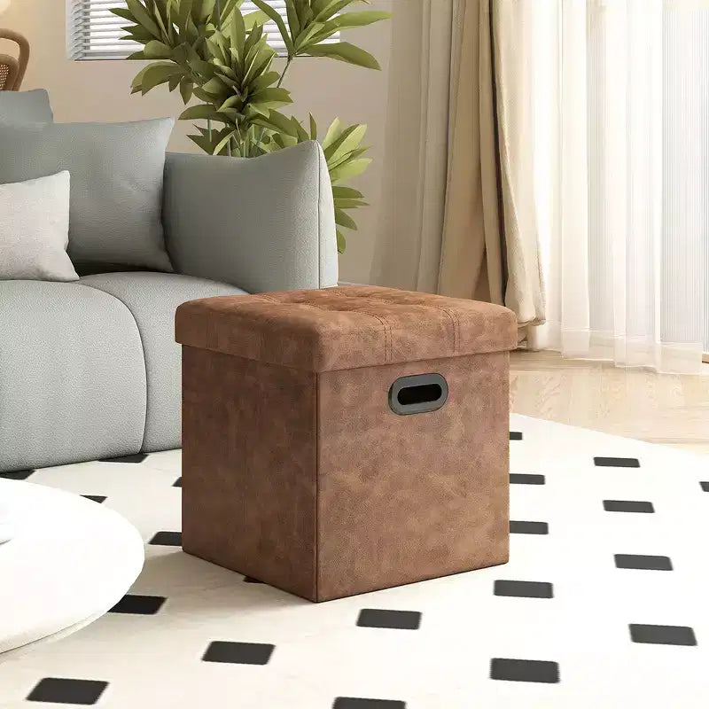 15 poufs ottomans avec rangement, repose-pieds pliant, banc ottoman de rangement, banc de chambre à coucher avec rangement en forme de cube, capacité de charge de 300 kg