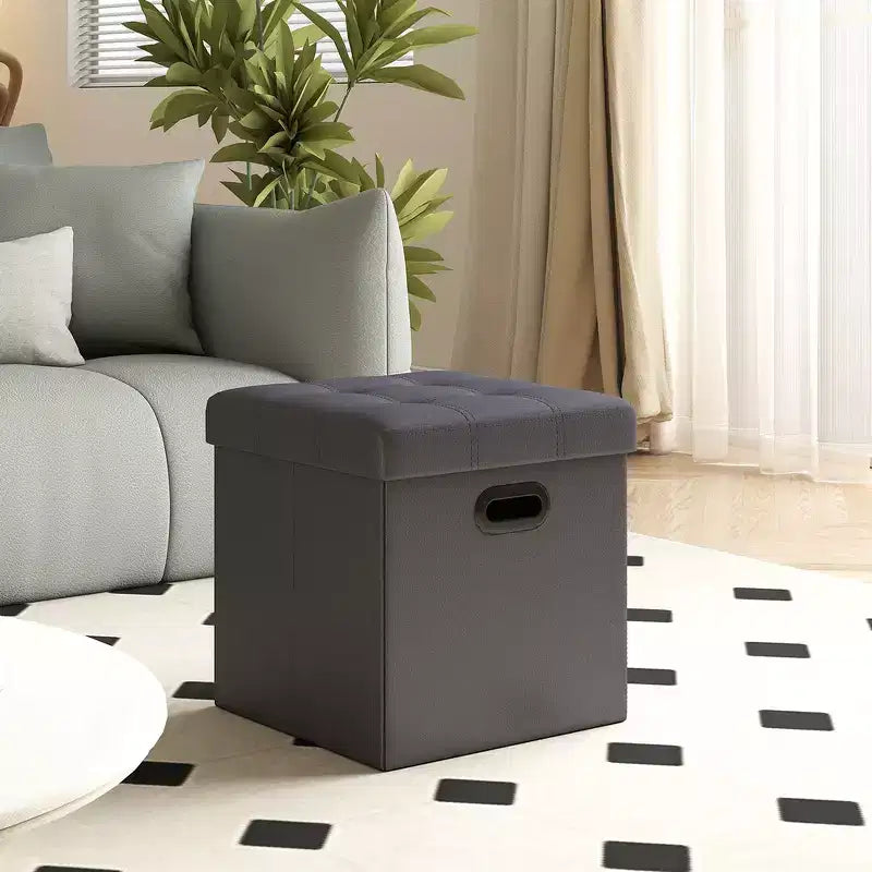 15 poufs ottomans avec rangement, repose-pieds pliant, banc ottoman de rangement, banc de chambre à coucher avec rangement en forme de cube, capacité de charge de 300 kg