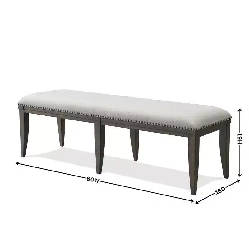 Banc de salle à manger capitonné avec garniture cloutée Grant de Roundhill Furniture, gris